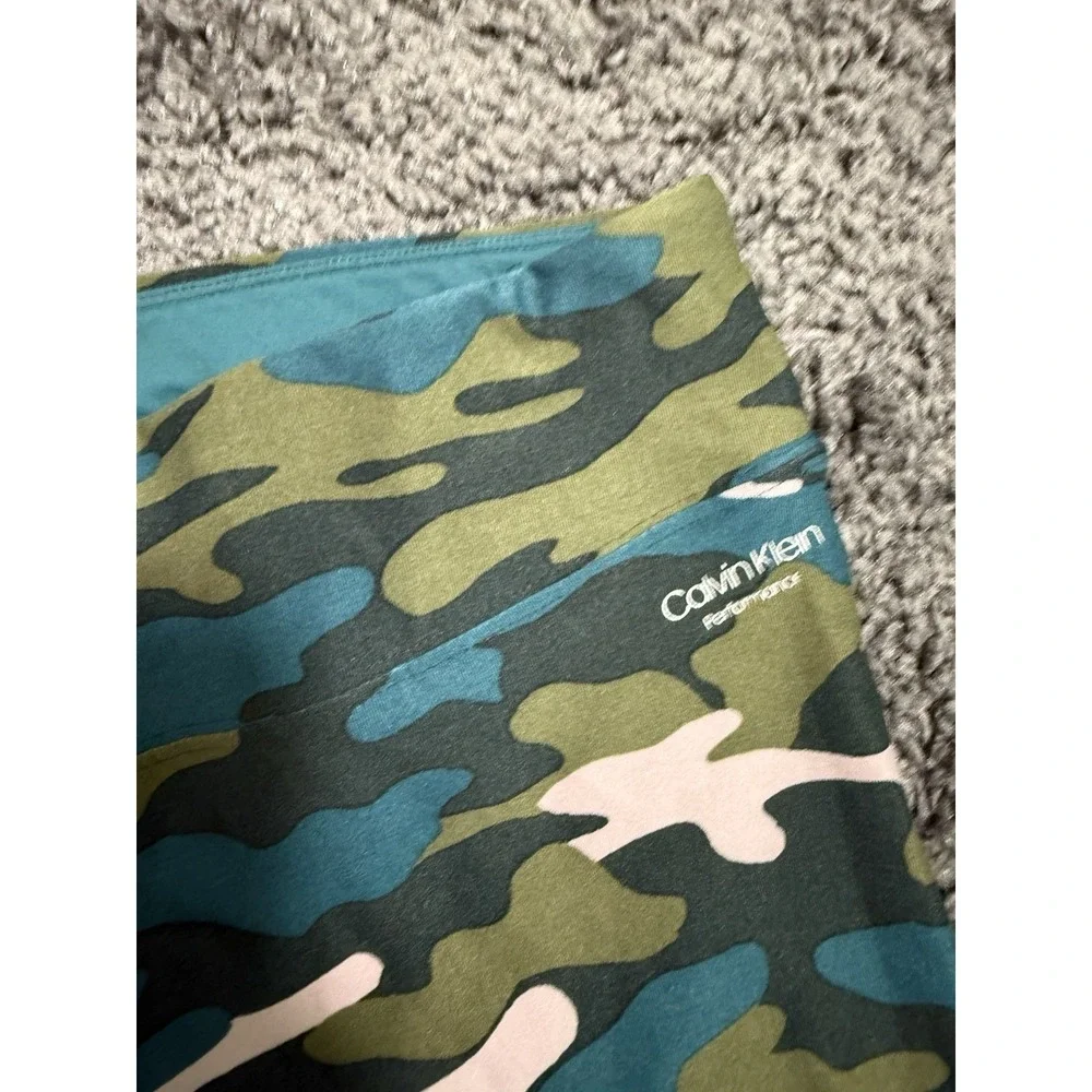 Calvin Klein Performance Leggings L Gray Pink Camo High Waist Stretch Athleasure - Picture 3 of 6
